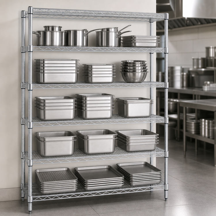 Product image #3 for Eagle Group 48" W x 18" D x 74" H 5-Tier Chrome-Plated Add-On Wire Shelving Unit