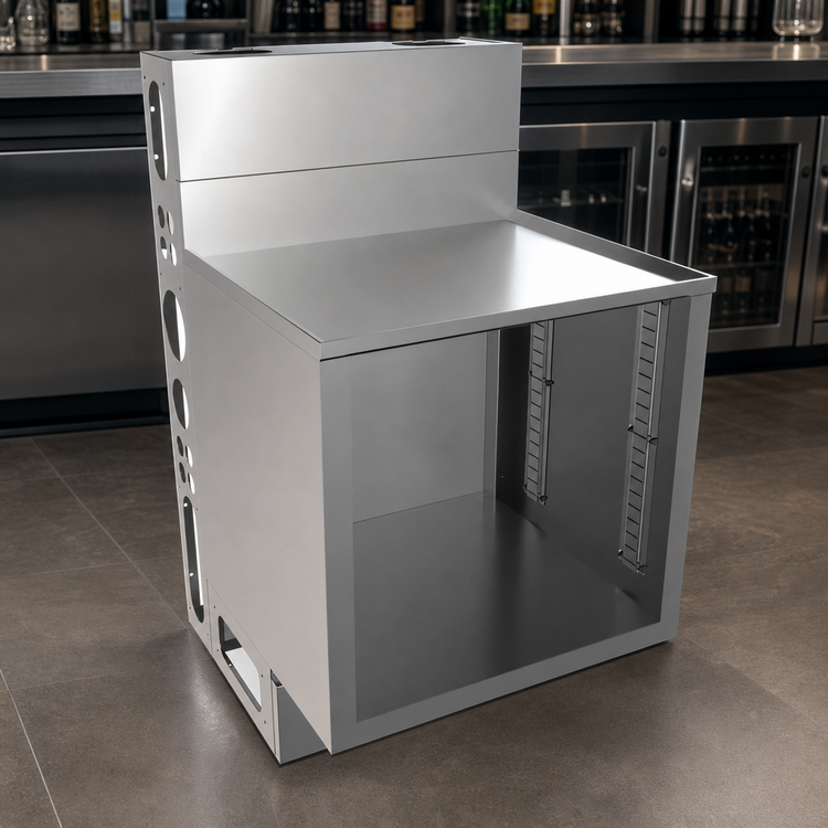 Product image #4 for BK Resources 24-Inch Wide Top Shelf Raised Edge Open Underbar Cabinet with Die Wall