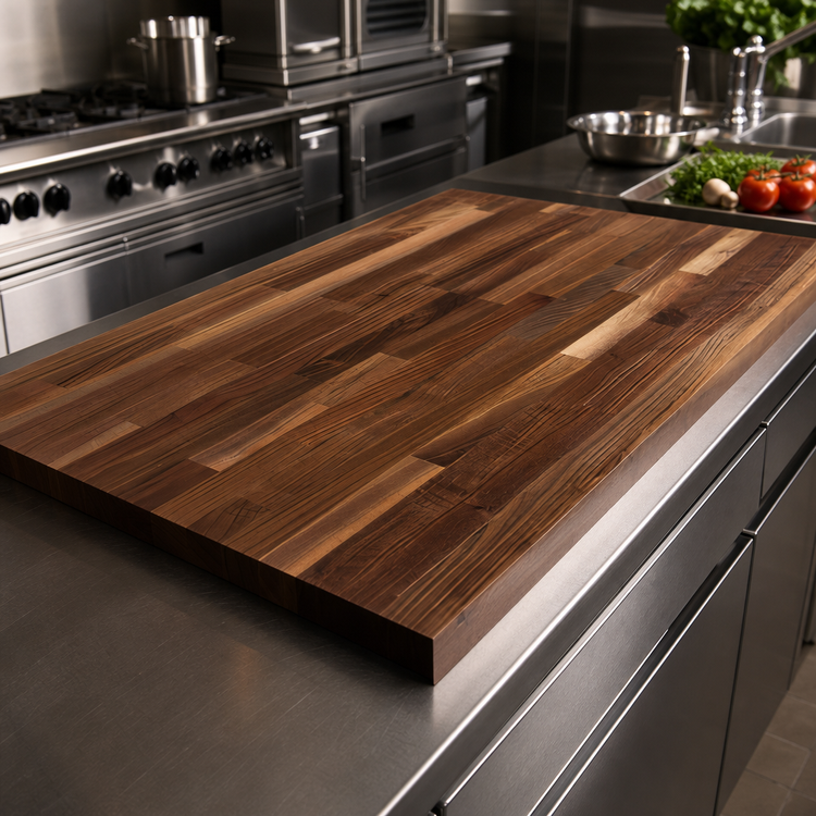Product image #3 for Boos Block American Black Walnut Kitchen Countertop, Blended Rails, Edge Grain, 144 x 25 x 1-1/2 Inch, Varnique Finish