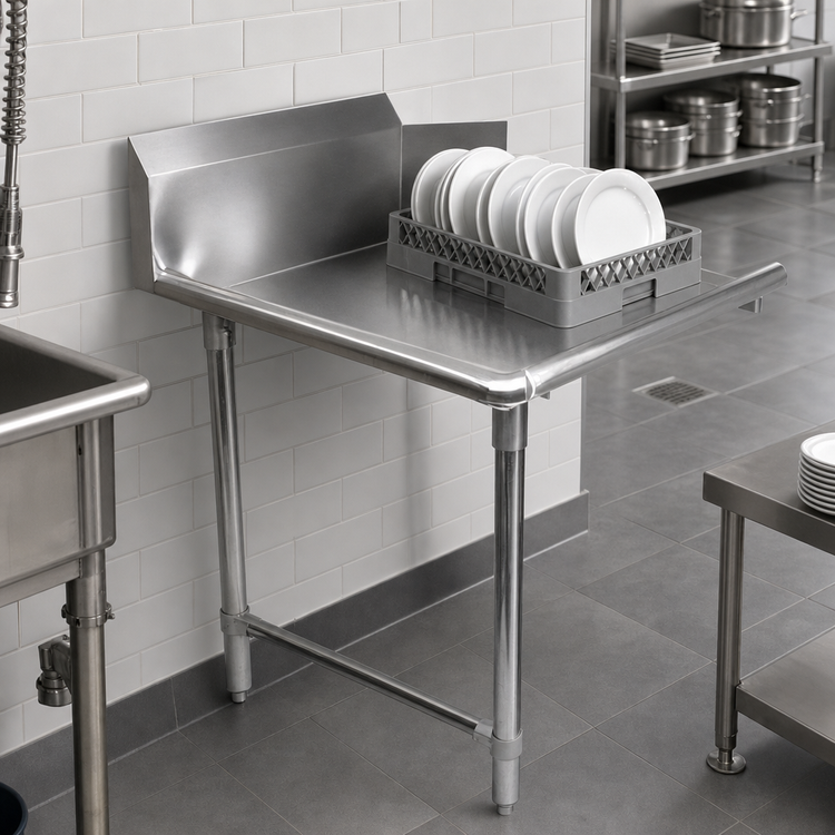 Product image #3 for BK Resources Heavy Duty Straight Clean Dishtable, 60-Inch, Right-to-Left Operation, 304 Stainless Steel