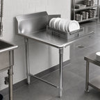 Thumbnail image #3 for BK Resources BKCDT6-60-L-SS Straight Clean Dishtable, 60-Inch, Right-to-Left, 16-Gauge 304 Stainless Steel, 10-Inch Backsplash