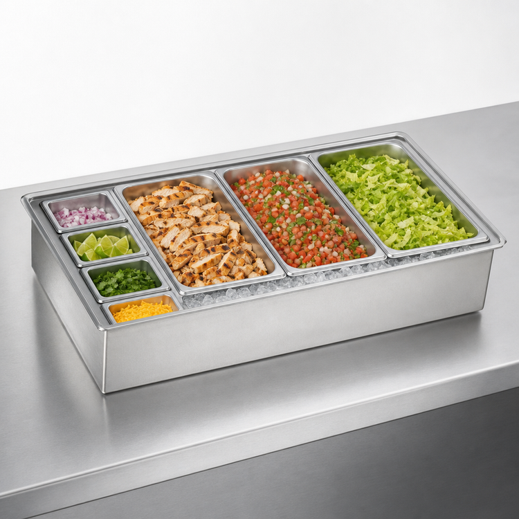 Product image #3 for Atlas Metal WIC-3 3-Pan Iced Cold Drop-In Food Well