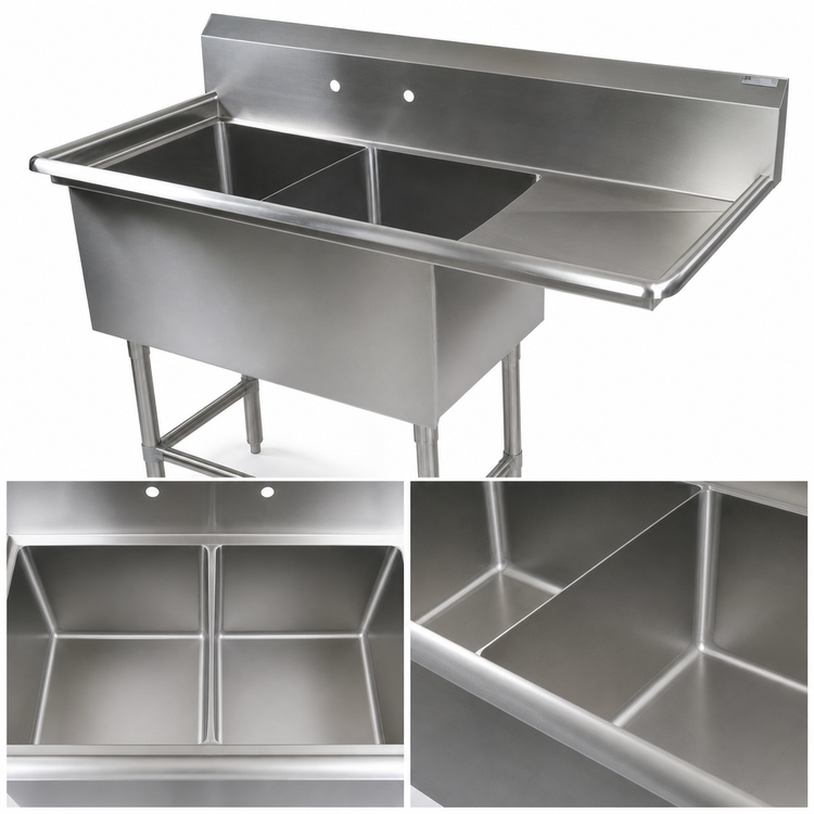 Product image #3 for John Boos Pro-Bowl 2-Compartment Stainless Steel Sink with Right Drainboard