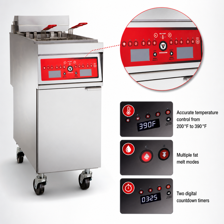 Product image #4 for Vulcan 21-Inch Free-Standing Electric Fryer with KleenScreen PLUS Filtration, 85 lb Capacity, Digital Controls