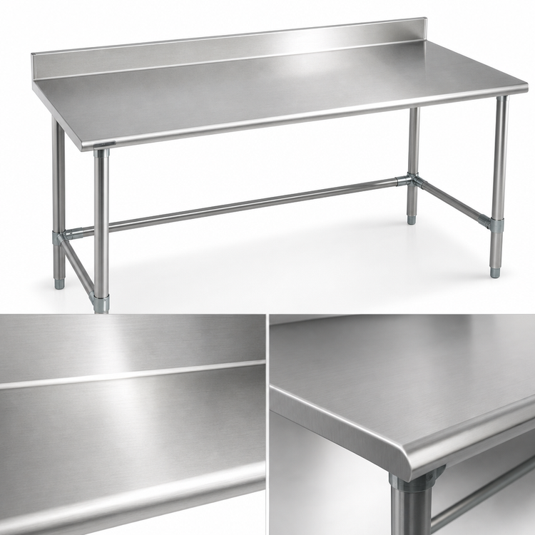 Product image #3 for Eagle Group Budget Series 108-Inch x 36-Inch Work Table with 4-1/2-Inch Backsplash and 430 Stainless Steel Top