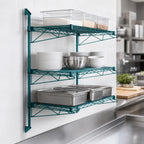 Thumbnail image #3 for Quantum WC54-CB2430P Wall-Mounted Cantilever Wire Shelf Starter Unit, 54-Inch Posts, 24-Inch Cantilevers, Green Epoxy Antimicrobial Finish