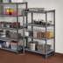 Thumbnail image #3 for Cambro Camshelving Basics Plus 4-Tier Add-On Polymer Shelving Unit, 30 x 21 x 72 Inches, 3 Vented Shelves and 1 Solid Shelf, Brushed Graphite