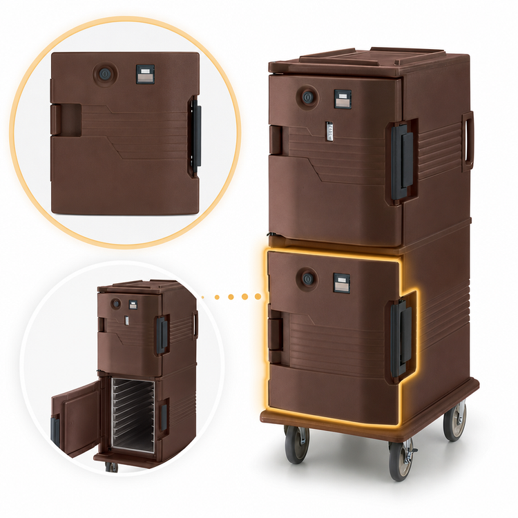 Product image #4 for Cambro Ultra Camcart Heated Replacement Retrofit Bottom Door for UPCH800 Series, 110V, Dark Brown