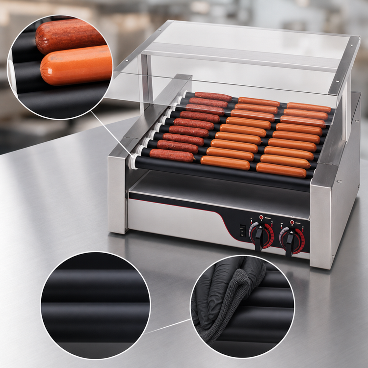 Product image #3 for APW Wyott X*PERT Countertop Hot Dog Roller Grill, 11 Tru-Turn Rollers, Stainless Steel Exterior