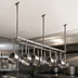 Thumbnail image #3 for John Boos Ceiling-Mounted Single-Bar Stainless Steel Pot Rack with 10 Double Hooks, 115-1/4 Inch