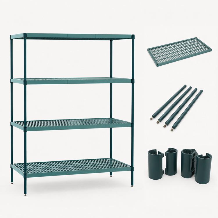 Product image #3 for Metro Super Erecta Pro Stationary Louvered Polymer Shelving Starter Unit, 24 x 60 x 74 Inches, 4 Shelves
