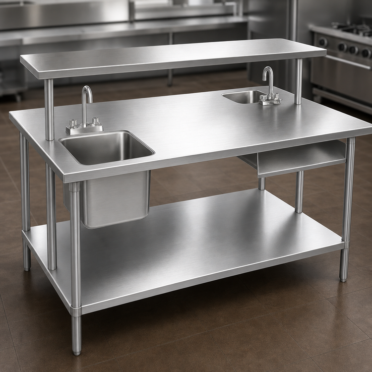 Product image #3 for Advance Tabco 72" x 48" 14-Gauge 304 Stainless Steel Work Table with Open Base and Adjustable Galvanized Undershelf