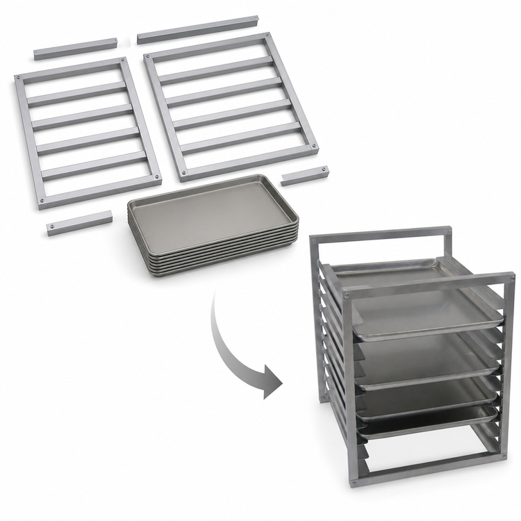 Product image #2 for Channel Manufacturing Knock-Down Aluminum End-Load Bun Pan Rack for Reach-In Refrigerators, 10-Pan Capacity