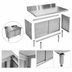 Thumbnail image #3 for 48-Inch Knock-Down Flush-Edge Enclosed Work Table with Cabinet Base, Sliding Doors, 430 Stainless Steel Top, and 4-Inch Backsplash