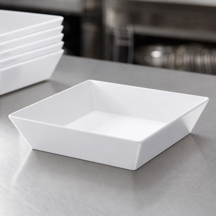 Product image #3 for American Metalcraft Endurance 64 oz Shallow Square White Melamine Bowl