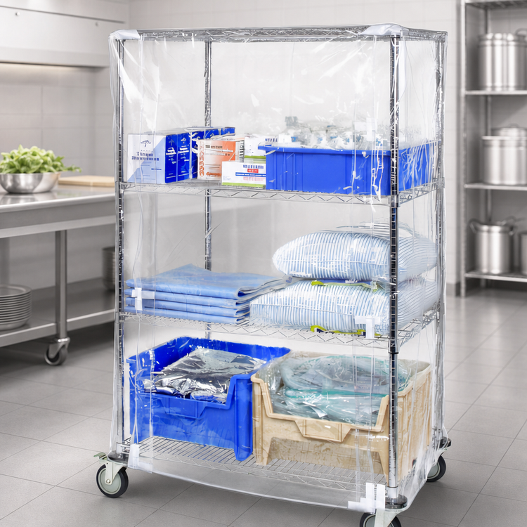 Product image #3 for Quantum 24 x 60 x 74 Inch Clear Vinyl Wire Cart Cover with Velcro Flap