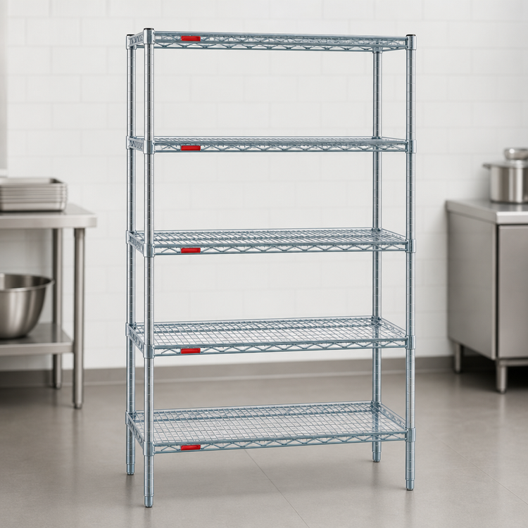 Product image #3 for EagleGard 5-Tier Stationary Starter Wire Shelving Unit, 60W x 18D x 74H Inches, Hybrid Epoxy Finish