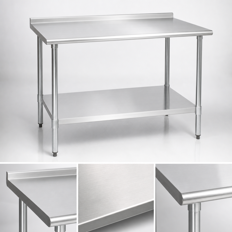 Product image #3 for BlendPort Deluxe Series Stainless Steel Work Table with Rear Upturn and Adjustable Undershelf, 84 x 30 Inches