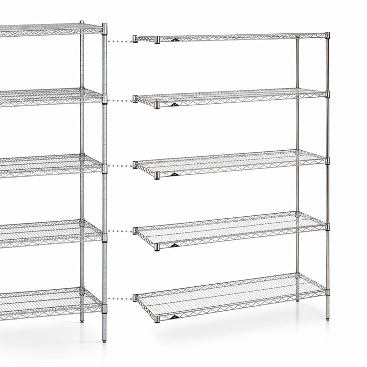 Product image #3 for Metro Super Erecta Add-On Wire Shelving Unit, 48W x 24D x 74H, 5 Shelves, Chrome Plated