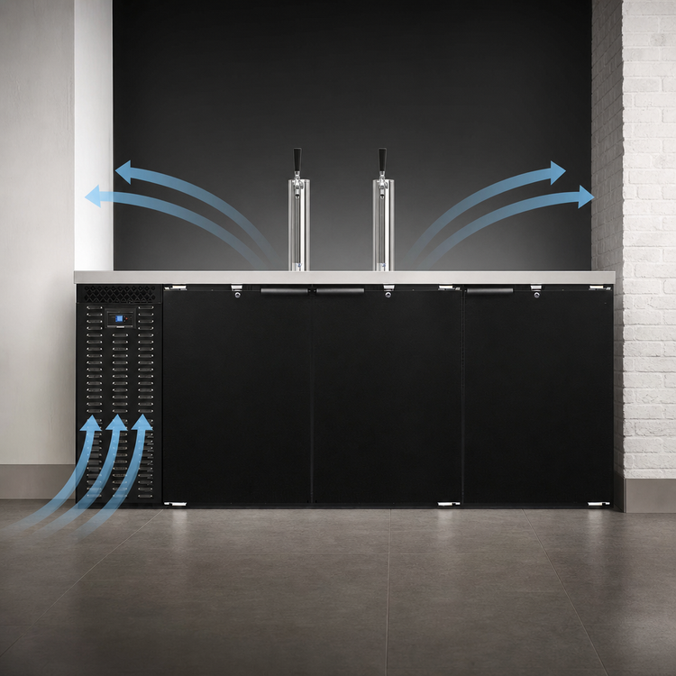 Product image #3 for Continental Refrigerator KC79SN 79" 3-Keg Shallow Depth Black Back Bar Keg Cooler with 2 Columns