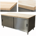 Thumbnail image #3 for BK Resources 72-Inch x 30-Inch Hard Maple Wood Top Chef Table with Cabinet Base and Sliding Doors