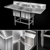Thumbnail image #3 for Spec-Master FN Series Two-Compartment Floor Sink — 55 Inches W x 31 Inches D, 14-Gauge 300-Series Stainless Steel Top, Two 24 Inches x 24 Inches x 14 Inches Bowls, NSF