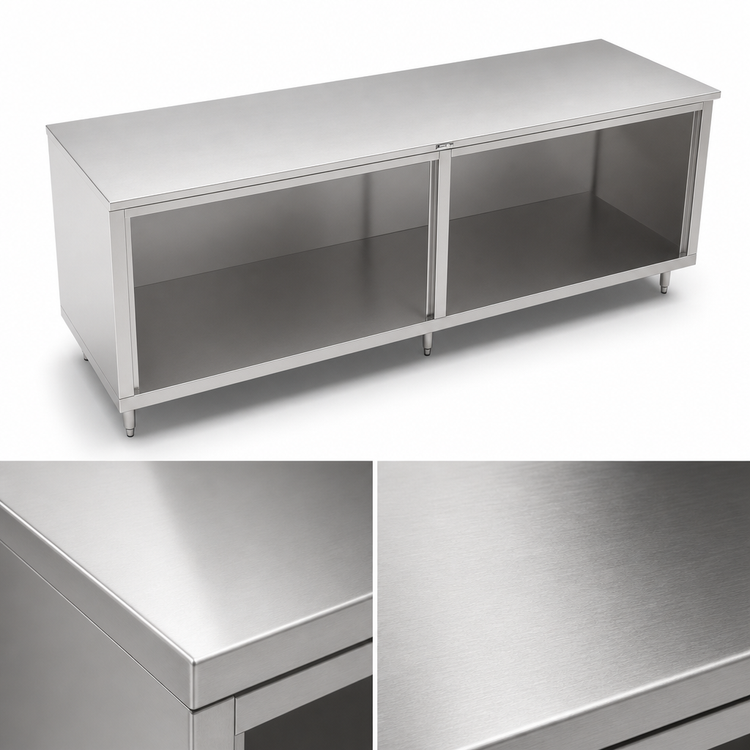 Product image #3 for John Boos Stainless Steel Work Table with Open Front Cabinet Base, 132 x 36 Inches, Flat Top