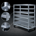 Thumbnail image #3 for FWE Heavy-Duty Aluminum Queen Mary Utility Cart, 6 Shelves, 27 x 60 Inches, Flanged-Down Edges