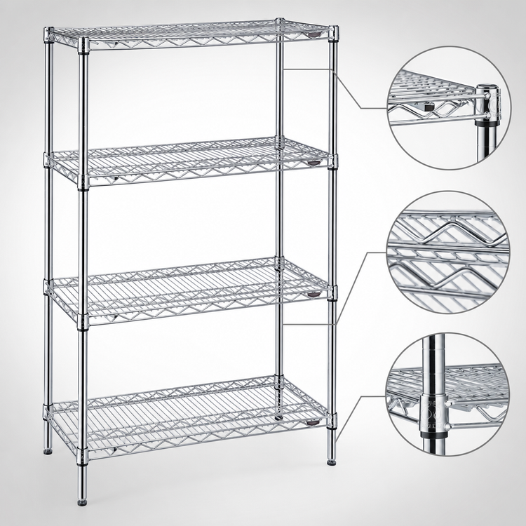 Product image #3 for Eagle Group 4-Tier Starter Wire Shelving Unit, 36W x 18D x 63H, Chrome-Plated Finish