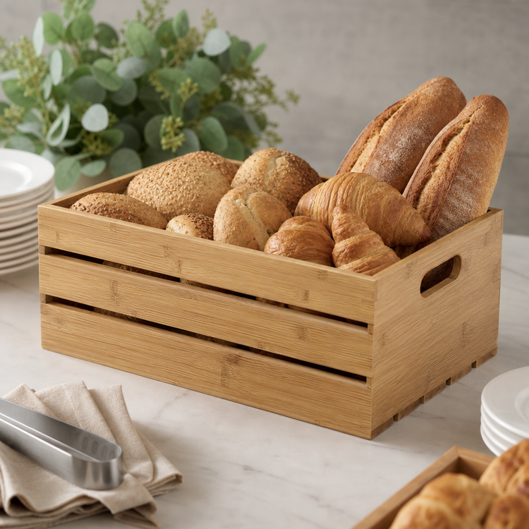 Product image #3 for American Metalcraft Full-Size Bamboo Rectangular Display Crate