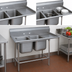 Thumbnail image #3 for Advance Tabco Regaline 2-Compartment Sink with Right-Hand 24-Inch Drainboard, 20 x 20 Inch Bowls, 14-Gauge 304 Stainless Steel
