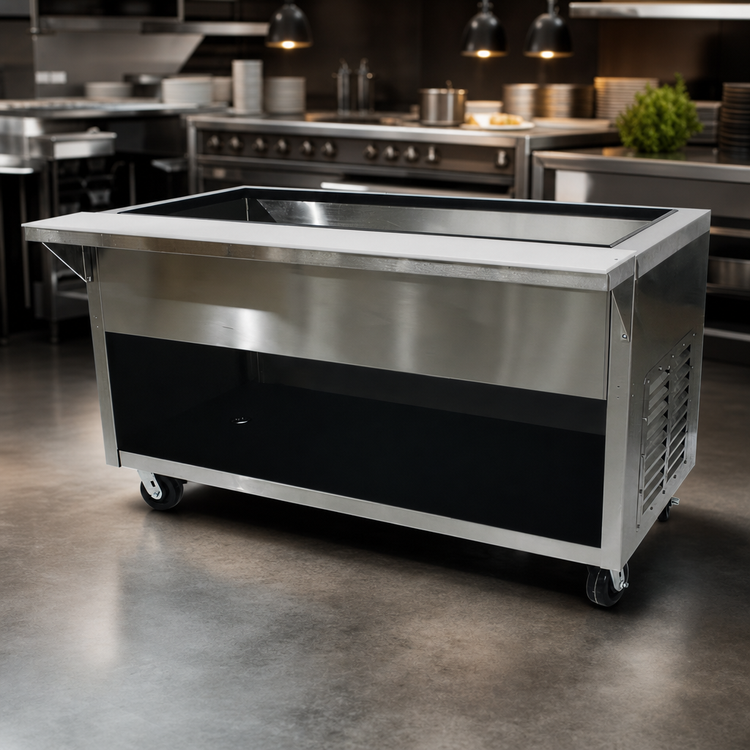 Product image #3 for Advance Tabco Triumph Supreme Heavy Duty Ice-Cooled Serving Counter, 3-Pan, Enclosed Stainless Steel Base