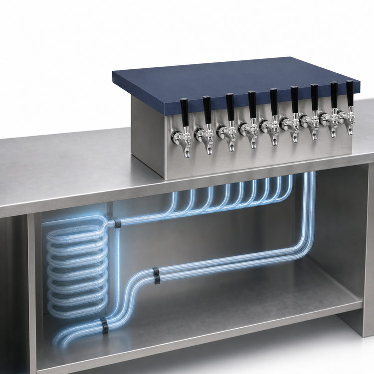 Product image #3 for Glastender Underbar Glycol-Cooled Draft Dispensing Tower with 10 Stainless Steel Faucets