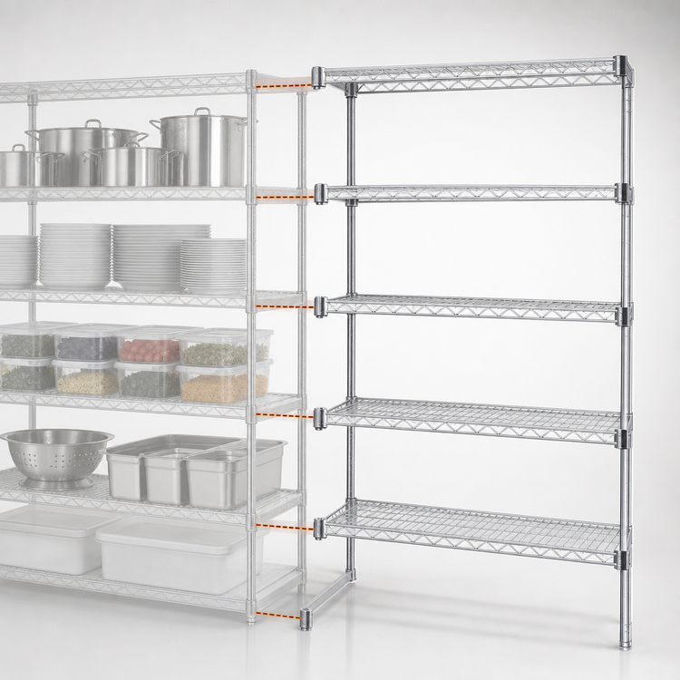 Product image #3 for Eagle Group 48"W x 18"D x 86"H Chrome-Plated Add-On 5-Tier Wire Shelving Unit
