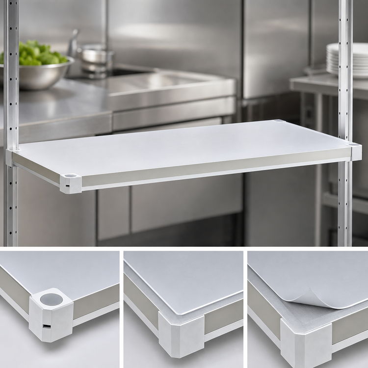 Product image #4 for New Age Adjust-A-Shelf Solid Brute Series Aluminum Shelf, 72"W x 18"D, 800 lb. Capacity