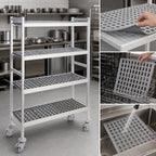 Thumbnail image #3 for Fermod Fermostock 4R64B71M 4-Tier Mobile Polymer Shelving Unit, 64W x 18D x 71H, Gray, Anodized Aluminum