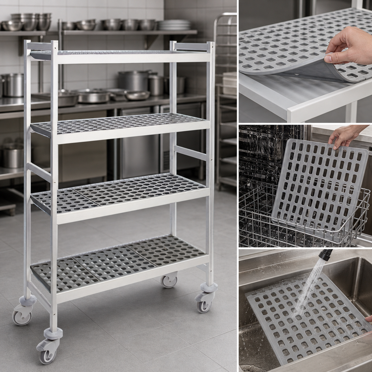 Product image #3 for Fermostock 4-Tier Mobile Polymer Shelving Unit, 64W x 18D x 71H