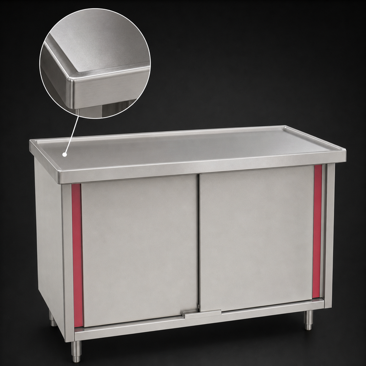 Product image #3 for Eagle Spec-Master Marine Series Stainless Steel Enclosed Work Table with Hinged Doors, 96"W x 30"D