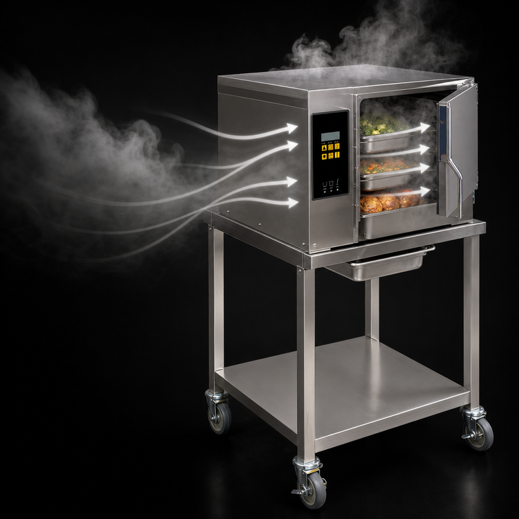 Product image #3 for AccuTemp Evolution 3-Pan Connectionless Boiler-Free Electric Convection Steamer, Stand-Mounted, 240V
