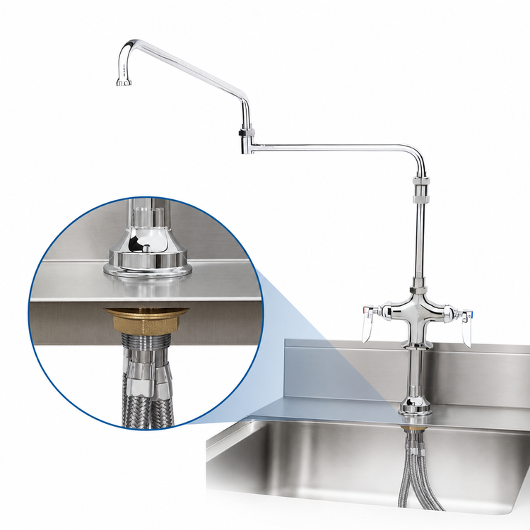 Product image #3 for T&S Brass Single-Hole Double Pantry Deck-Mount Faucet with 18-Inch Double-Jointed Swing Nozzle