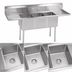 Thumbnail image #3 for John Boos E-Series 3-Compartment Stainless Steel Sink with Left and Right Drainboards, 102 Inches Wide