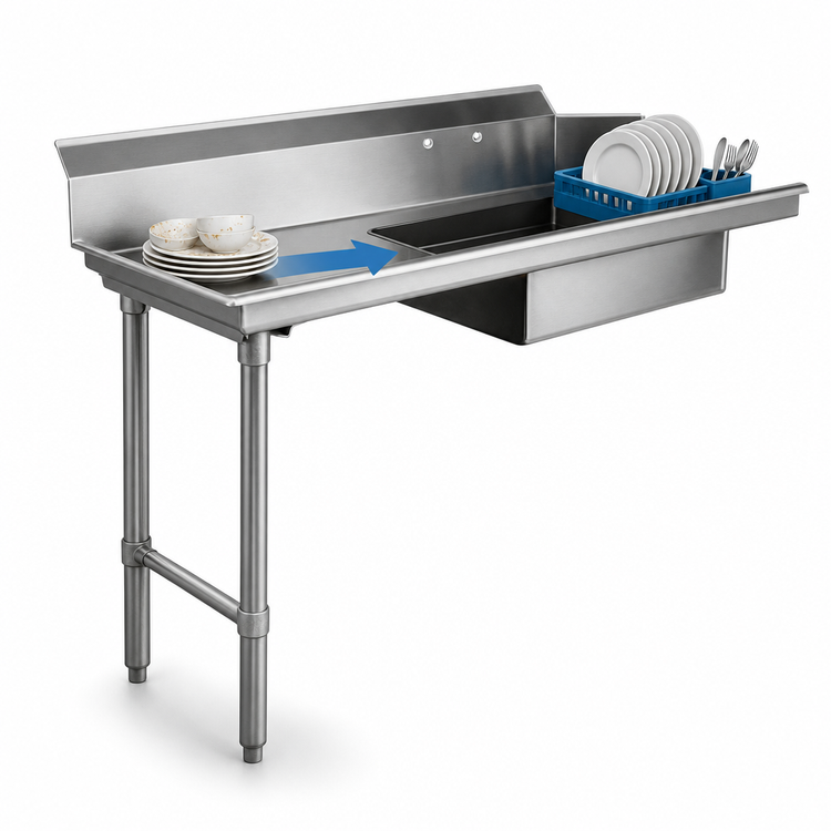 Product image #3 for CMA Dishmachines SL-48 48-Inch Straight Left-To-Right Soiled Dishtable with Integrated 20 x 20 x 5 Sink