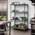 Thumbnail image #3 for Quantum 4-Tier Stationary Wire Plastic Mat Shelving Unit, 36 x 14 x 63 Inches, Green Epoxy Coated
