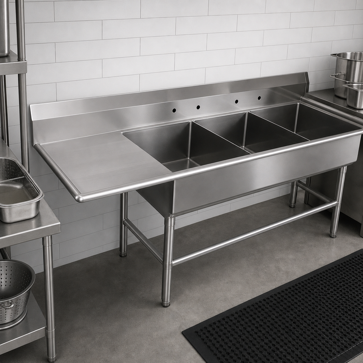 Product image #3 for John Boos Pro-Bowl 3-Compartment Stainless Steel Sink with 24-Inch Left Drainboard