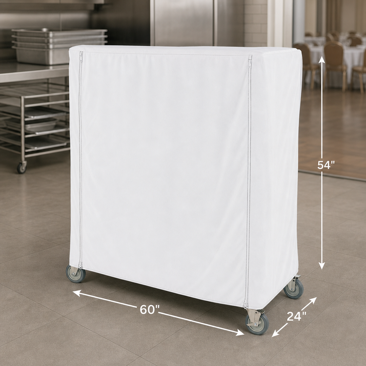 Product image #3 for Metro Queen Mary & Banquet Cart Cover, 60 x 24 x 54 Inches, White, Uncoated Knitted Polyester