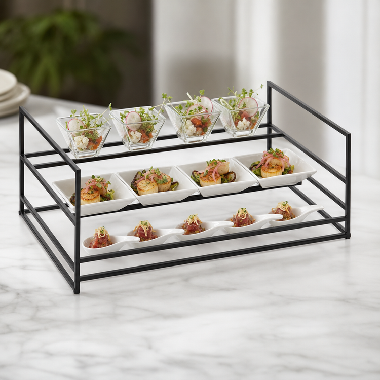 Product image #4 for American Metalcraft Twilight Modular Multi-Level Buffet Riser, Black, 28-Inch Long
