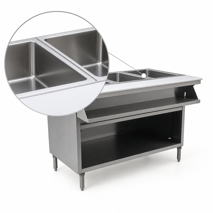 Product image #3 for Spec-Master 33-Inch Electric Sealed Well Hot Food Table with Sliding Doors, 2 Wells, 240V