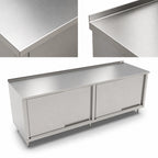 Thumbnail image #3 for John Boos 4CS4R1.5-36108 Enclosed Stainless Steel Work Table, 108 x 36 in, Sliding Doors, 14-Gauge 300-Series Top, 1-1/2 in Rear Riser