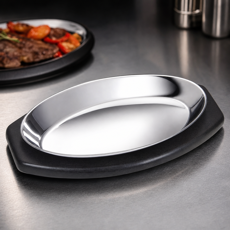 Product image #3 for Oval Mirror-Finished Aluminum Sizzle Platter, 10 1/2 x 7 Inches