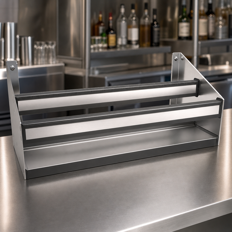 Product image #3 for Glastender Double 20-Inch Stainless Steel Speed Rail with Open Step-And-Rail Design